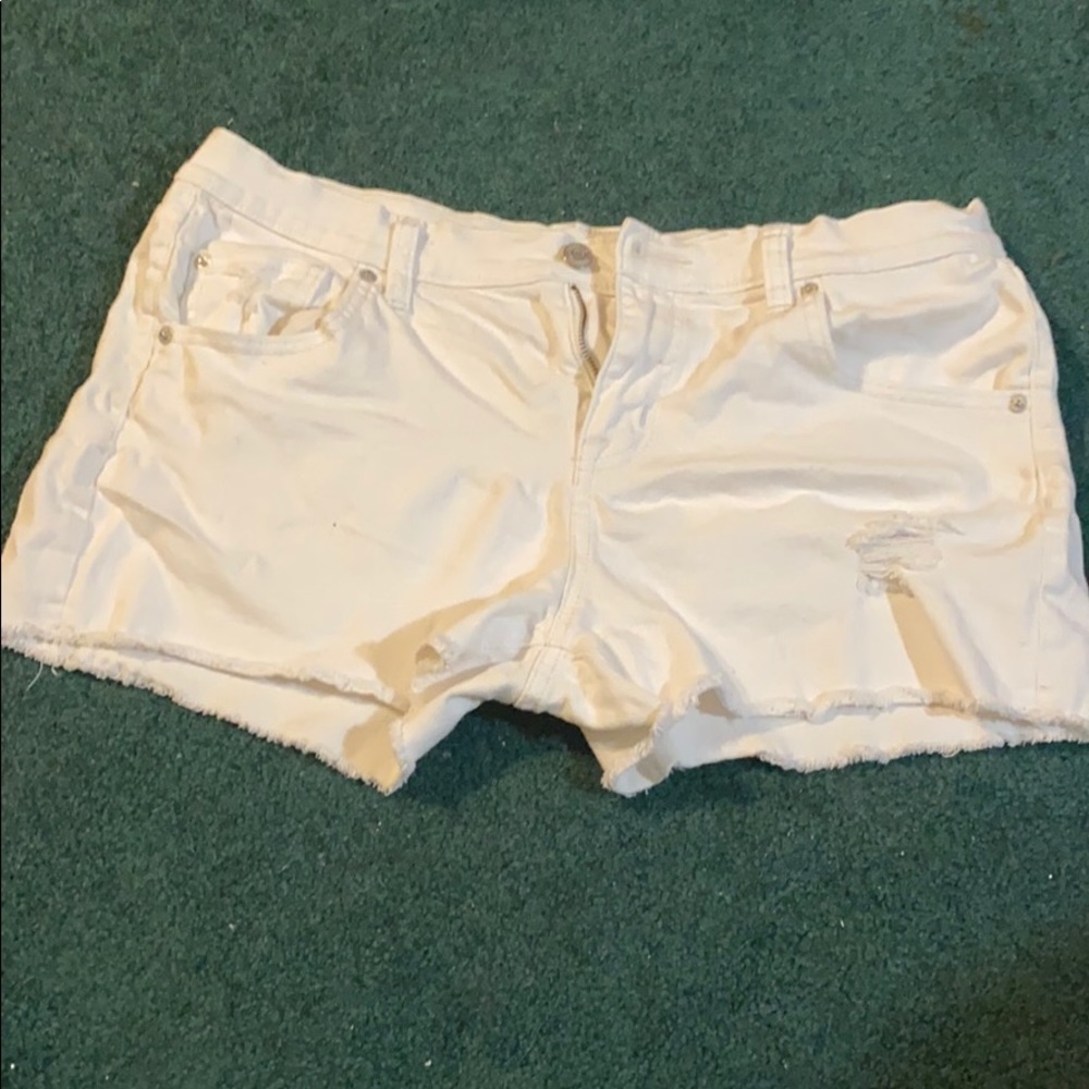 White jean shorts